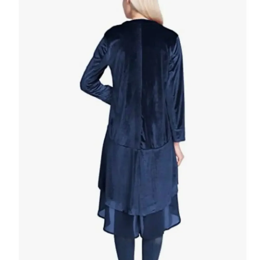 Urban Coco Velour Duster Coat Medium Sapphire Blue Chiffon Whimsygoth Fairycore